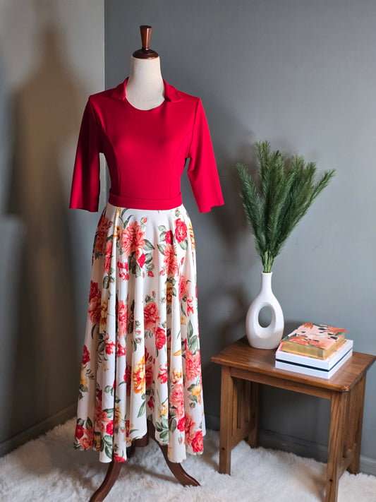 Alma Red Floral Dress