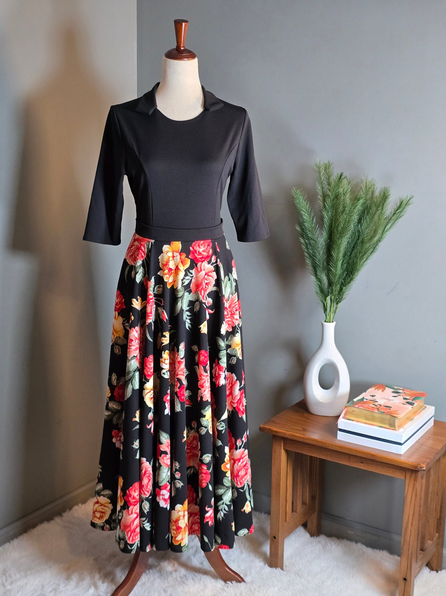 Alma Black Floral Dress