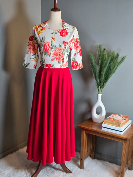 Alma Red Floral Dress