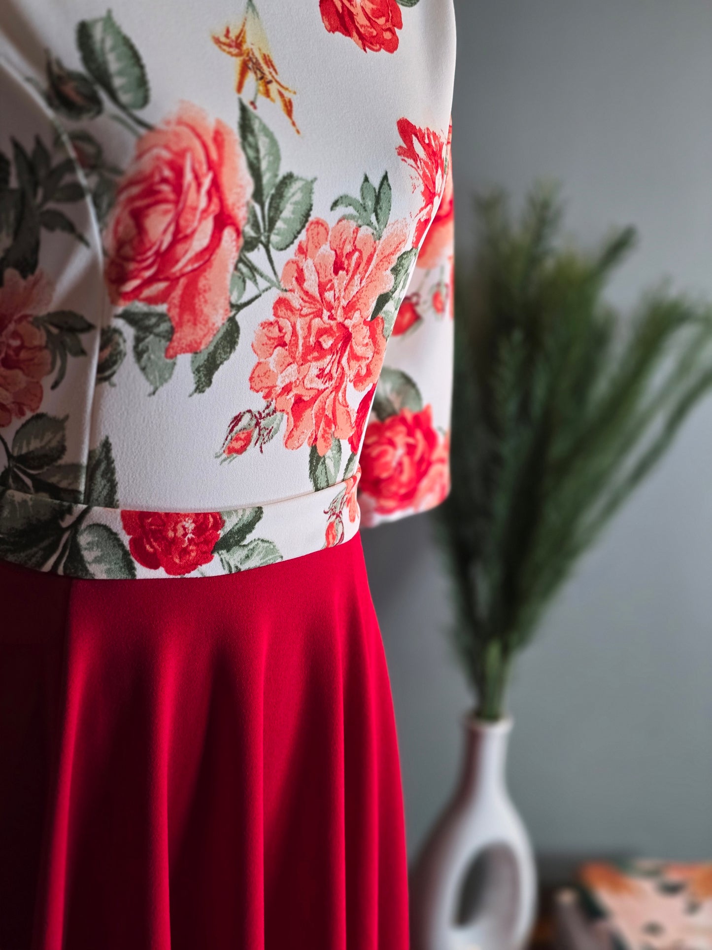 Alma Red Floral Dress