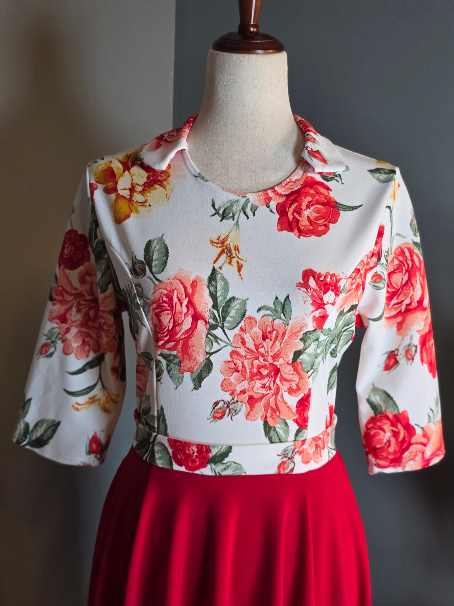 Alma Red Floral Dress